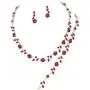 Affordable Wedding Jewelry Ruby Red Crystal 3 PCS Set Silver Necklace Bracelet Earring Bridal Formal Affordable Wedding Jewelry Ruby Red Crystal 3 PCS Set Silver Necklace Bracelet Earring Bridal Formal