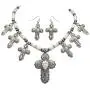 Gypsy Jewels 7 Stone Cross Western Style Scroll Detailed Silver Tone Statement Necklace & Earrings Set Gypsy Jewels 7 Stone Cross Western Style Scroll Detailed Silver Tone Statement Necklace & Earrings Set