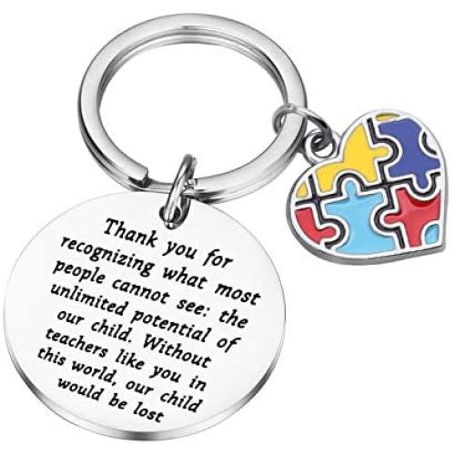ENSIANTH Autism Teacher Keychain Autism Teacher Gift Autism Jewelry Gift Autism Teacher Appreciation Gift