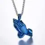 U7 Praying Hands Necklace for Men Women Religious Pendant with 22 Inch Spiga Rope Chain 22'',5 Styles, Customizable