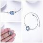 AOBOCO 925 Sterling Silver Bracelet with Swarovski Crystal, Dainty Sis Friendship Jewelry Gift for Women on Birthday Christmas