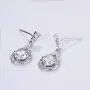 GULICX Silver Plated Base Round Cut Flawless CZ Cubic Zirconia Crystal White Women Drop Earrings