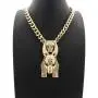 BLINGFACTORY Hip Hop Iced Egyptian Anubis Pendant & 9mm 18'' Link Chain Necklace