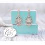 Bridal Earrings Wedding Jewelry Clear Zircon Crystal Rhodium Art Deco Pierced Dangle Unique Design Bridesmaid Dangle Earrings
