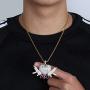TOPGRILLZ Bubble Broken Heart Pendant Necklace 14K Gold Plated Lab Diamond Iced Out Chain for Men Women Sad Jewelry