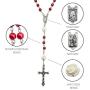 Nazareth Store Catholic Red Pearl Beads Rosary Jerusalem Necklace Our Rose Lourdes Medal & Cross NS