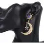 Alloy diamond long earrings，Crescent Moon & Star Dangle Earrings Star Jewelry for Women