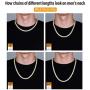 KRKC&CO Baguette Cut Tennis Chain, 14k Gold Chain for Men, Iced Out Chains Prong-Setting 5A Cubic Zirconia Stones Tennis Necklace, Hip Hop Jewelry, 6x4 mm, 18 20 22 24 Inches