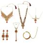 Efulgenz Indian Bollywood Bridal Wedding Kundan Crystal Necklace Earring Maang Tikka Head Chain Nose Ring Bracelet Jewelry Set