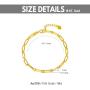 Solid 18k Gold Paper Clip Link Chain Bracelet for Women, Real 18 Carat Gold Minimalist Jewerly Gifts for Her, (3MM, 6.5-7.5 Inch)
