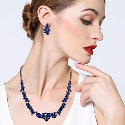 EVER FAITH Womens Oval Austrian Crystal Prom Jewelry Gorgeous Bridal Necklace Earrings Set