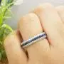 Dazzlingrock Collection 14K Round Blue Sapphire & Diamond Ladies Pave Set Anniversary Wedding Eternity Band, White Gold
