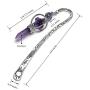 MANIFO Vintage Silver Bookmark with Healing Crystal Gemstone Pendant Charm (Amethyst)