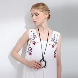 Coostuff 2018 Hotsale Handmade Women Long Necklaces Jewelry Black Sandalwood Vintage Statement Necklace for Women