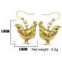 DUOWEI Antique Silver And Gold Plated Hen Chicken Earrings for Women Girls Charms Chicken Dangle Drop Jewelry Gifts