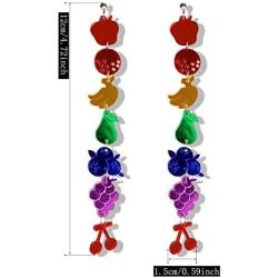 DAMLENG Unique Handmade Lightweight Acrylic Fruits Dangle Drop Earrings Cute Long Tassel Apple Banana Cherry Earrings for Women Girls Statement Jewelry Gifts