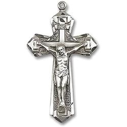 Heartland Mens Sterling Silver Textured Crucifix Pendant USA Made