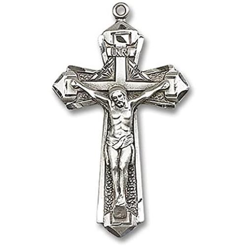 Heartland Mens Sterling Silver Textured Crucifix Pendant USA Made