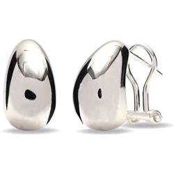 LeCalla Sterling Silver Jewelry Omega Back Earrings for Women Teen