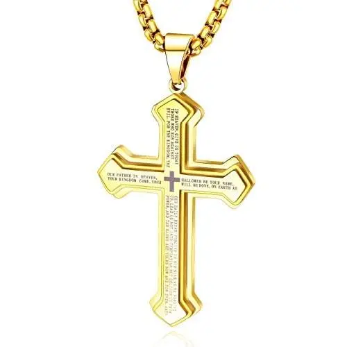 OLEVS Mens Cross Pendant Necklace Large Stainless Steel Cross Pendant Necklace for Men OLEVS Mens Cross Pendant Necklace Large Stainless Steel Cross Pendant Necklace for Men