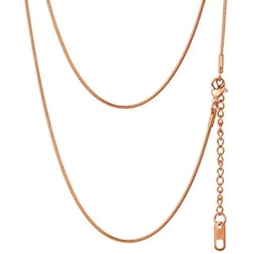 PROSTEEL 316L Stainless Steel Snake Chain, Black/Rose Gold/18K Yellow Gold Plated, 1.2mm Thin Slim Necklace, DIY Charms Chain, Personalized Gift, L: 18-30+2 Extending Chain