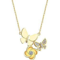 Bijou Queen Gold Chain Necklaces for Women, 14k Gold Plated Dainty Pendant Necklaces for Teen Girls