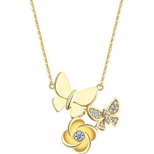 Bijou Queen Gold Chain Necklaces for Women, 14k Gold Plated Dainty Pendant Necklaces for Teen Girls