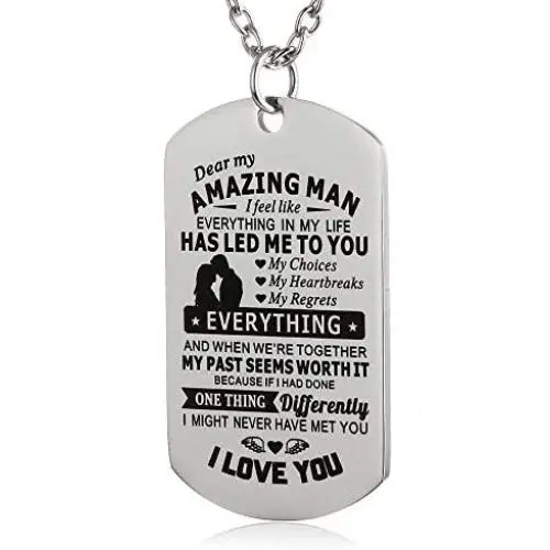 FAYERXL Hand Stamped Dog Tag-You are Braver Than You Believe-Pendant Necklace Inspirational Gifts for Son Daughter…