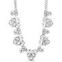 Steve Madden 21 Inch Silver Tone Rhinestone Floral Collar Statement Necklace for Women