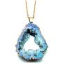 Xileg Geometric Natural Irregular Rock Druzy Stone Pendant Necklaces Vintage Crystal Geode Slice Necklace Gift