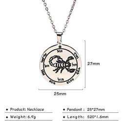 VASSAGO Stainless Steel Key of Solomon Seal Fifth Pentacle of Mars Pendant Necklace Talisman Engraved Round Charm Amulet Necklaces Jewelry for Men Women Teens