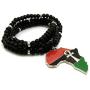CBC Crown Pan African Colored Africa Map Continent Pendant Wooden Bead Necklace