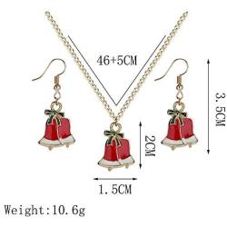 Dcfywl731 Christmas Vintage Deer Jewelry Set Snowflake Necklace Bell Necklace Christmas Necklace Earrings for Girl