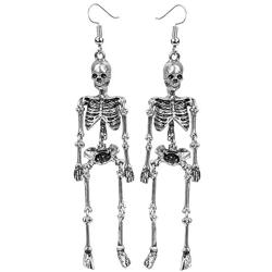 Szxc Womens Jointed Skeleton Dangle Long Earrings - 3-1/2 Inch - Ultra Light - Lead & Nickle Free - Halloween Costume Accessories