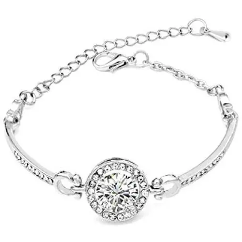 BOSYYSTRT Women Fashion Retro Rhinestone Flower Hollow Out Bracelet Bangle Bracelets
