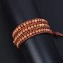 LAVI Handmade Natural Imperial Jasper 3 (Triple) Wrap Healing Leather Woven Beaded Boho Bracelet Adjustable Jewelry for Women Men Collection