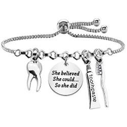 BLEOUK Dentist Gift Dental Gift Future Dentist Gift Dentist Graduation Gift She Believed She Could So She Did Bracelet New Dentist Gift Dental Student Gift