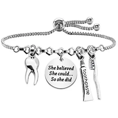 BLEOUK Dentist Gift Dental Gift Future Dentist Gift Dentist Graduation Gift She Believed She Could So She Did Bracelet New Dentist Gift Dental Student Gift BLEOUK Dentist Gift Dental Gift Future Dentist Gift Dentist Graduation Gift She Believed She Could So She Did Bracelet New Dentist Gift Dental Student Gift