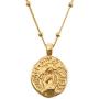 MyNameNecklace Engraved Coin Necklace in Gold Plating with Classic Symbols - Virgin Mary - Jesus Christ - Aphrodite - Hygieia - Hestia - Goddess - Hygieia - Goddess of Health