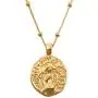 MyNameNecklace Engraved Coin Necklace in Gold Plating with Classic Symbols - Virgin Mary - Jesus Christ - Aphrodite - Hygieia - Hestia - Goddess - Hygieia - Goddess of Health