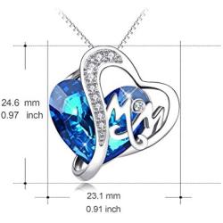 AOBOCO Mom Necklace 925 Sterling Silver with Crystals Mothers Christmas Birthday Jewelry Gifts