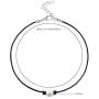MJartoria Girls Black PU Leather Cord Faux Pearl Choker Necklace