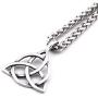 GUNGNEER Stainless Steel Silvertone Celtic Knot Triquetra Chain Pendant Necklace Trinity Eternal Jewelry Men Women