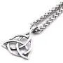 GUNGNEER Stainless Steel Silvertone Celtic Knot Triquetra Chain Pendant Necklace Trinity Eternal Jewelry Men Women GUNGNEER Stainless Steel Silvertone Celtic Knot Triquetra Chain Pendant Necklace Trinity Eternal Jewelry Men Women