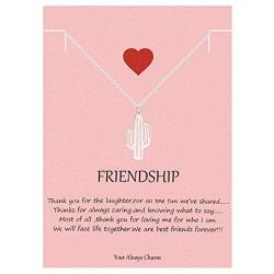 Your Always Charm Cactus Necklace,BFF Friendship Necklace with Gift Card