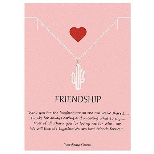 Your Always Charm Cactus Necklace,BFF Friendship Necklace with Gift Card