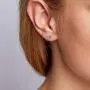 18K Gold Plated 925 Sterling Silver Stud Earrings Simulated Diamond Round CZ Ear Studs 18K Gold Plated 925 Sterling Silver Stud Earrings Simulated Diamond Round CZ Ear Studs