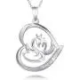 Agvana Mother Daughter Animal Necklace for Mom Grandma Sterling Silver CZ Mother and Child Love Heart Dainty Pendant Necklace Birthday Jewelry for Women Girls Daughter with Jewelry Box