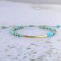 KELITCH Friendship Bracelets Handmade Single Strand Gold Beaded Bar Bracelets Chic Bangle