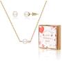 Zealmer Womens 16K Gold Plated Necklace & Stud Earrings Jewelry Set